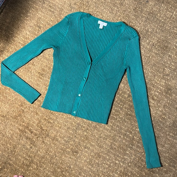 H&M Green Ribbed Cardigan - Picture 7 of 10